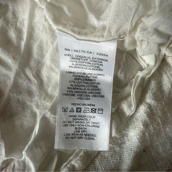 Meadow Rue by Anthropologie Ingalls White Gauzy Cotton Floral Print Dress Size 8 - Picture 6 of 11